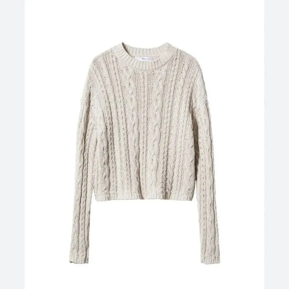 NWT MANGO Women’s Knitted Braided Sweater color Sand size Large - Picture 1 of 12
